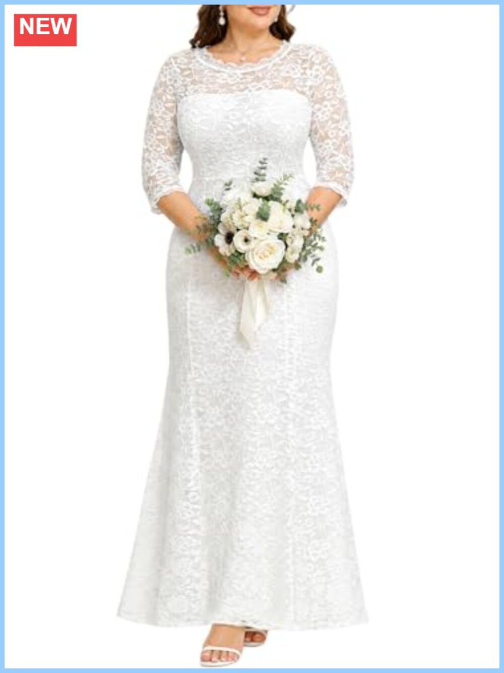 Mermaid Wedding Dress Plus Size Formal Lace Evening Gown
